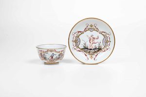 Due tazze e due piattini<BR>Doccia, Manifattura di Carlo Ginori, 1750 circa  - Asta Porcellane venete ed europee di un'importante Famiglia veneziana - Associazione Nazionale - Case d'Asta italiane