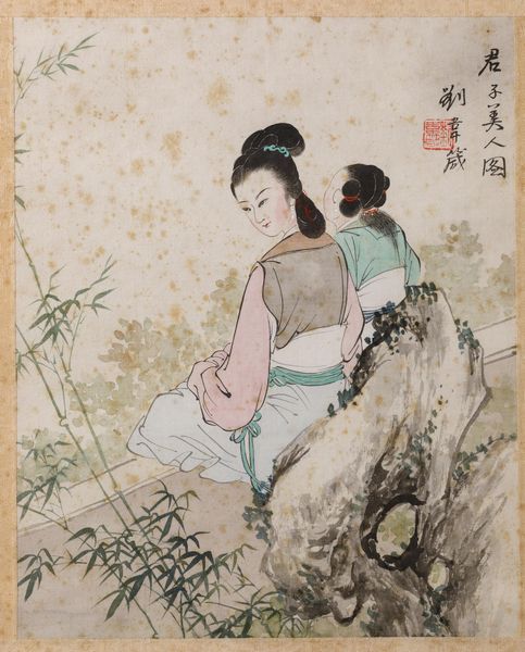 Tre dipinti su seta raffiguranti figure femminili con iscrizioni, Cina, XX secolo  - Asta Asian Art - Associazione Nazionale - Case d'Asta italiane