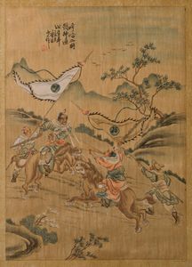 Sette dipinti su carta raffiguranti soggetti diversi, Cina, XX secolo  - Asta Asian Art - Associazione Nazionale - Case d'Asta italiane