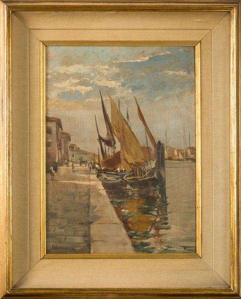 Ambrogio Vismara : Veduta di porto  - Asta Dipinti del XIX e XX secolo - Associazione Nazionale - Case d'Asta italiane
