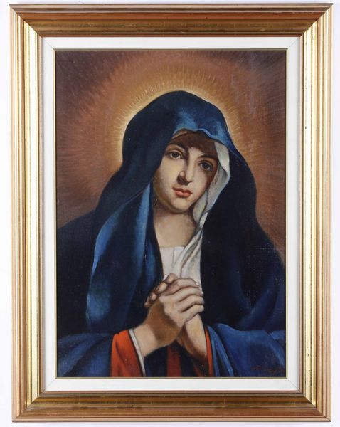 Cafiero Filippelli : Madonna, omaggio al Sassoferrasto  - Asta Dipinti del XIX e XX secolo - Associazione Nazionale - Case d'Asta italiane