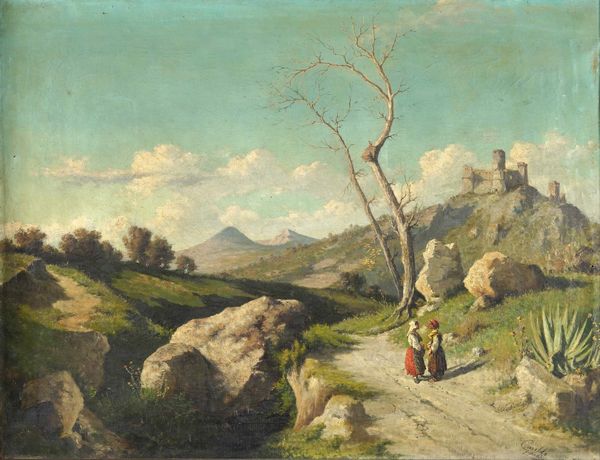 Carelli, 1883 Paesaggio con figure  - Asta Dipinti del XIX e XX secolo - Associazione Nazionale - Case d'Asta italiane