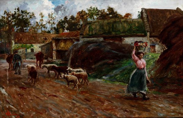 Angelo Garino : Scena di paese  - Asta Dipinti del XIX e XX secolo - Associazione Nazionale - Case d'Asta italiane