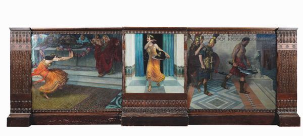 Salvino Tofanari : La danza di Salom� (Trittico)  - Asta Dipinti del XIX e XX secolo - Associazione Nazionale - Case d'Asta italiane