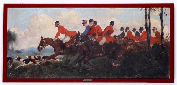 Aurelio Craffonara : Caccia alla volpe  - Asta Dipinti del XIX e XX secolo - Associazione Nazionale - Case d'Asta italiane