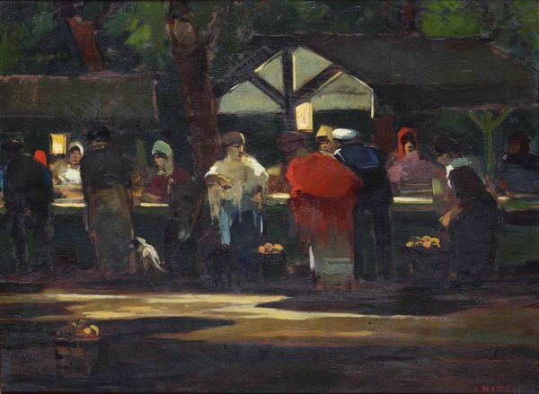 Renato Natali : Interno con figure  - Asta Dipinti del XIX e XX secolo - Associazione Nazionale - Case d'Asta italiane