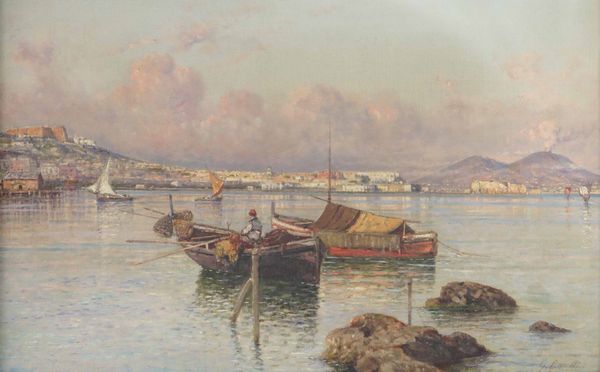 Giuseppe Carelli, Attribuito a : Marina con pescatori  - Asta Dipinti del XIX e XX secolo - Associazione Nazionale - Case d'Asta italiane