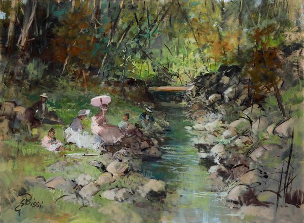 Sergio Cirno Bissi : Merenda in riva al fiume  - Asta Dipinti del XIX e XX secolo - Associazione Nazionale - Case d'Asta italiane