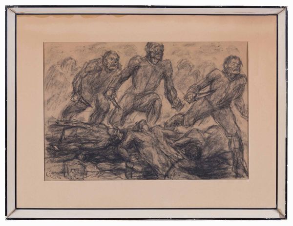 Giuseppe Cominetti : Scene di guerra, 1916  - Asta Dipinti del XIX e XX secolo - Associazione Nazionale - Case d'Asta italiane
