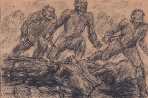 Giuseppe Cominetti : Scene di guerra, 1916  - Asta Dipinti del XIX e XX secolo - Associazione Nazionale - Case d'Asta italiane