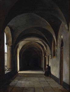François-Marius Granet - Scena dinterno con monaci