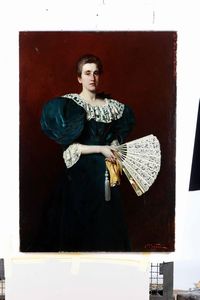 CESARE VIAZZI : Ritratto maschile, 1897 e Ritratto femminile 1896  - Asta Dipinti del XIX e XX secolo - Associazione Nazionale - Case d'Asta italiane