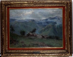 ACHILLE TOMINETTI : Dopo il temporale  - Asta Dipinti del XIX e XX secolo - Associazione Nazionale - Case d'Asta italiane