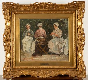 Raffaele Ragione : Balie a parc Monceau  - Asta Dipinti del XIX e XX secolo - Associazione Nazionale - Case d'Asta italiane