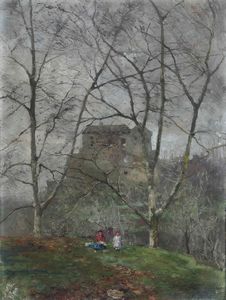 Attilio Pratella - Paesaggio con fgure ed architetture