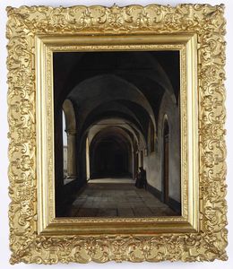 François-Marius Granet : Scena d�interno con monaci  - Asta Dipinti del XIX e XX secolo - Associazione Nazionale - Case d'Asta italiane