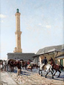 Achille Peretti - Veduta della Lanterna di Genova, 1882