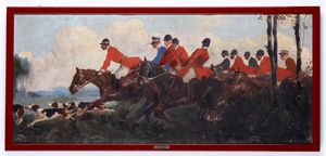 Aurelio Craffonara : Caccia alla volpe  - Asta Dipinti del XIX e XX secolo - Associazione Nazionale - Case d'Asta italiane