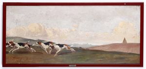 Aurelio Craffonara : Caccia alla volpe  - Asta Dipinti del XIX e XX secolo - Associazione Nazionale - Case d'Asta italiane