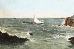 Bartolomeo Giuliano : Marina  - Asta Dipinti del XIX e XX secolo - Associazione Nazionale - Case d'Asta italiane