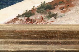 Franz Richard Unterberger : Scena di porto sl tramonto  - Asta Dipinti del XIX e XX secolo - Associazione Nazionale - Case d'Asta italiane