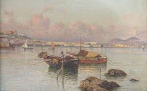 Giuseppe Carelli, Attribuito a - Marina con pescatori