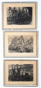 Giuseppe Cominetti : Scene di guerra, 1916  - Asta Dipinti del XIX e XX secolo - Associazione Nazionale - Case d'Asta italiane