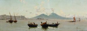 Francesco Torcia : Ritorno dalla pesca  - Asta Dipinti del XIX e XX secolo - Associazione Nazionale - Case d'Asta italiane