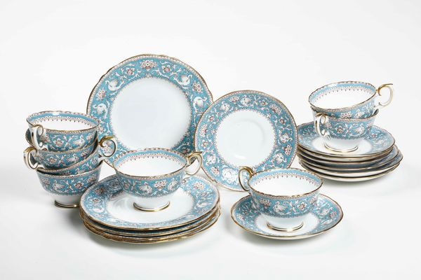 Parte di servizio da t� Ellesmere - Turquoise<BR>Inghilterra, Staffordshire, Manifattura Crown, XX secolo  - Asta Arredo per la tavola - Associazione Nazionale - Case d'Asta italiane