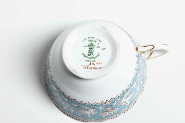 Parte di servizio da t� Ellesmere - Turquoise<BR>Inghilterra, Staffordshire, Manifattura Crown, XX secolo  - Asta Arredo per la tavola - Associazione Nazionale - Case d'Asta italiane