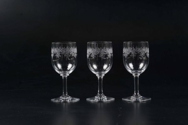 Sei calici �S�vign�<BR>Francia, Manifattura Baccarat, XX secolo  - Asta Arredo per la tavola - Associazione Nazionale - Case d'Asta italiane