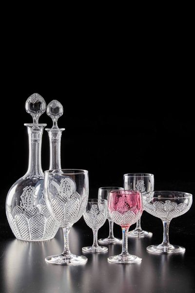 Servizio di calici cifrato �CEM� <BR>Probabilmente Boemia, prima met� del XX secolo  - Asta Arredo per la tavola - Associazione Nazionale - Case d'Asta italiane