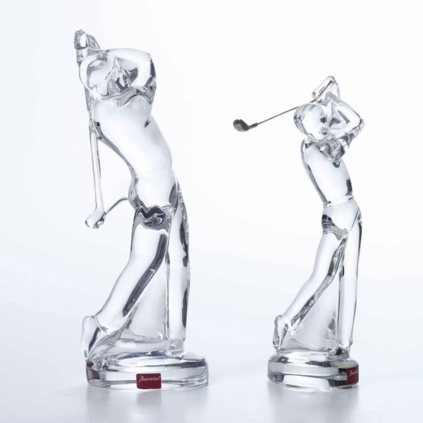 Coppia di figurine di giocatore di golf<BR>Francia, Manifattura Baccarat, XX secolo  - Asta Arredo per la tavola - Associazione Nazionale - Case d'Asta italiane