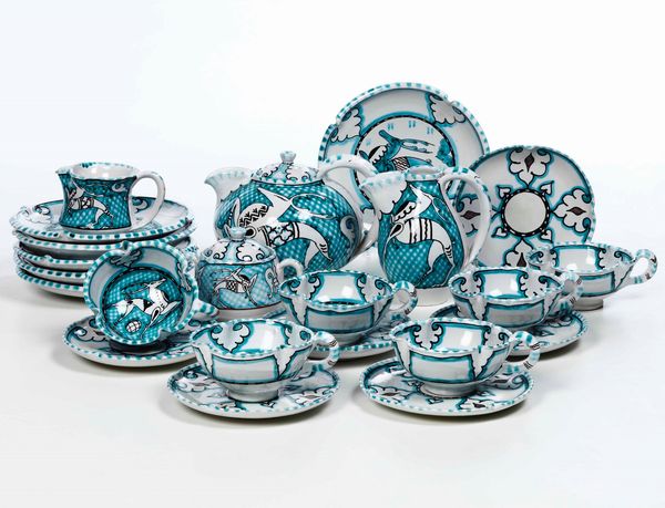 Servizio da t�<BR>Orvieto, Manifattura di Ilario Ciaurro, 1928-1938  - Asta Arredo per la tavola - Associazione Nazionale - Case d'Asta italiane