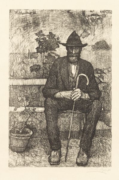 Llewelyn Lloyd : Uomo seduto con bastone e cappello  - Asta Importanti Dipinti e Arredi Antichi - Associazione Nazionale - Case d'Asta italiane