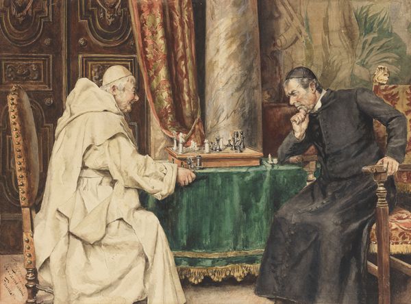 Arnaldo Tamburini : La partita a scacchi  - Asta Importanti Dipinti e Arredi Antichi - Associazione Nazionale - Case d'Asta italiane