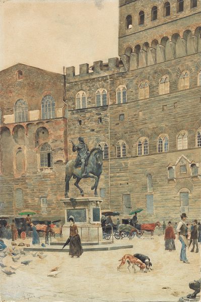 Alberto Pisa : Firenze, Piazza della Signoria  - Asta Importanti Dipinti e Arredi Antichi - Associazione Nazionale - Case d'Asta italiane