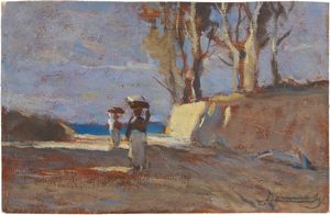 Ludovico Tommasi - Paesaggio con figure femminili