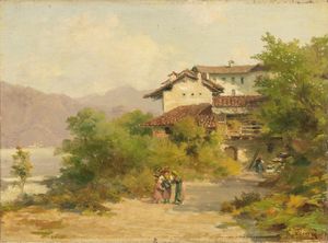 Silvio Poma - Casolare con figure