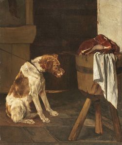 Joseph Edouard Stevens - Cane in interno