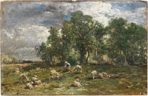 Charles-Émile Jacque - Pastorella con gregge