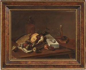 Antonio Cioci (attr. a) - Natura morta con frutta e candeliere