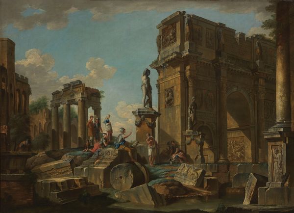 Giovanni Paolo Panini : Capriccio architettonico con l'Arco di Costantino  - Asta Dipinti e Sculture del XIX e XX secolo - Associazione Nazionale - Case d'Asta italiane