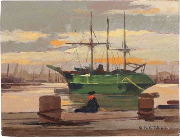 Renato Natali : Sera al porto  - Asta Dipinti e Sculture del XIX e XX secolo - Associazione Nazionale - Case d'Asta italiane