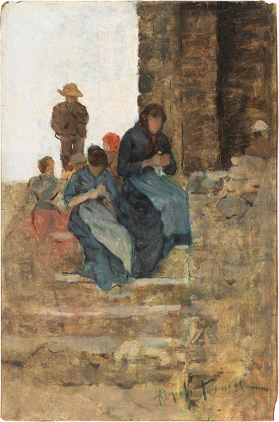 Angiolo Tommasi : Sulla scalinata  - Asta Dipinti e Sculture del XIX e XX secolo - Associazione Nazionale - Case d'Asta italiane