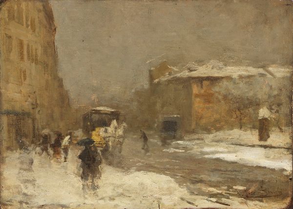 Mosè Bianchi : Porta Ticinese sotto la neve  - Asta Dipinti e Sculture del XIX e XX secolo - Associazione Nazionale - Case d'Asta italiane