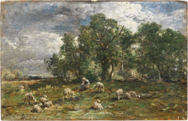 Charles-Émile Jacque : Pastorella con gregge  - Asta Dipinti e Sculture del XIX e XX secolo - Associazione Nazionale - Case d'Asta italiane