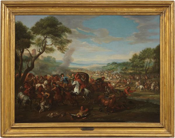 Christian Reder, detto Monsù Leandro (attr. a) : Scena di battaglia con assalto alla carrozza  - Asta Dipinti e Sculture del XIX e XX secolo - Associazione Nazionale - Case d'Asta italiane