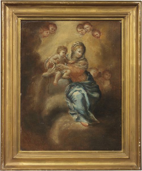 Scuola veneta fine XVIII secolo : Madonna col Bambino  - Asta Dipinti e Sculture del XIX e XX secolo - Associazione Nazionale - Case d'Asta italiane