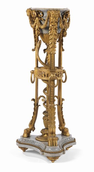 Tripode in marmo grigio e bronzo dorato  - Asta Dipinti e Sculture del XIX e XX secolo - Associazione Nazionale - Case d'Asta italiane